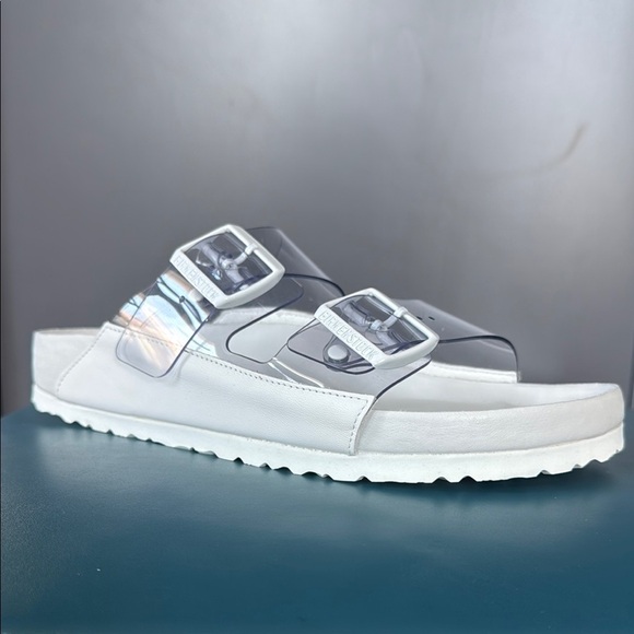 Manilo Blahnik X Birkenstock Women’s Arizona White Slide Sandals - Picture 1 of 12